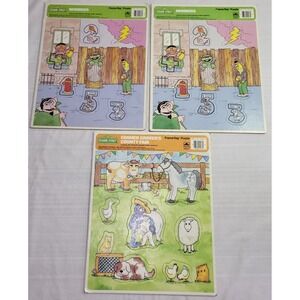 3 Golden Sesame Street Frame-Tray Puzzles Kids Vintage 80s One Duplicate